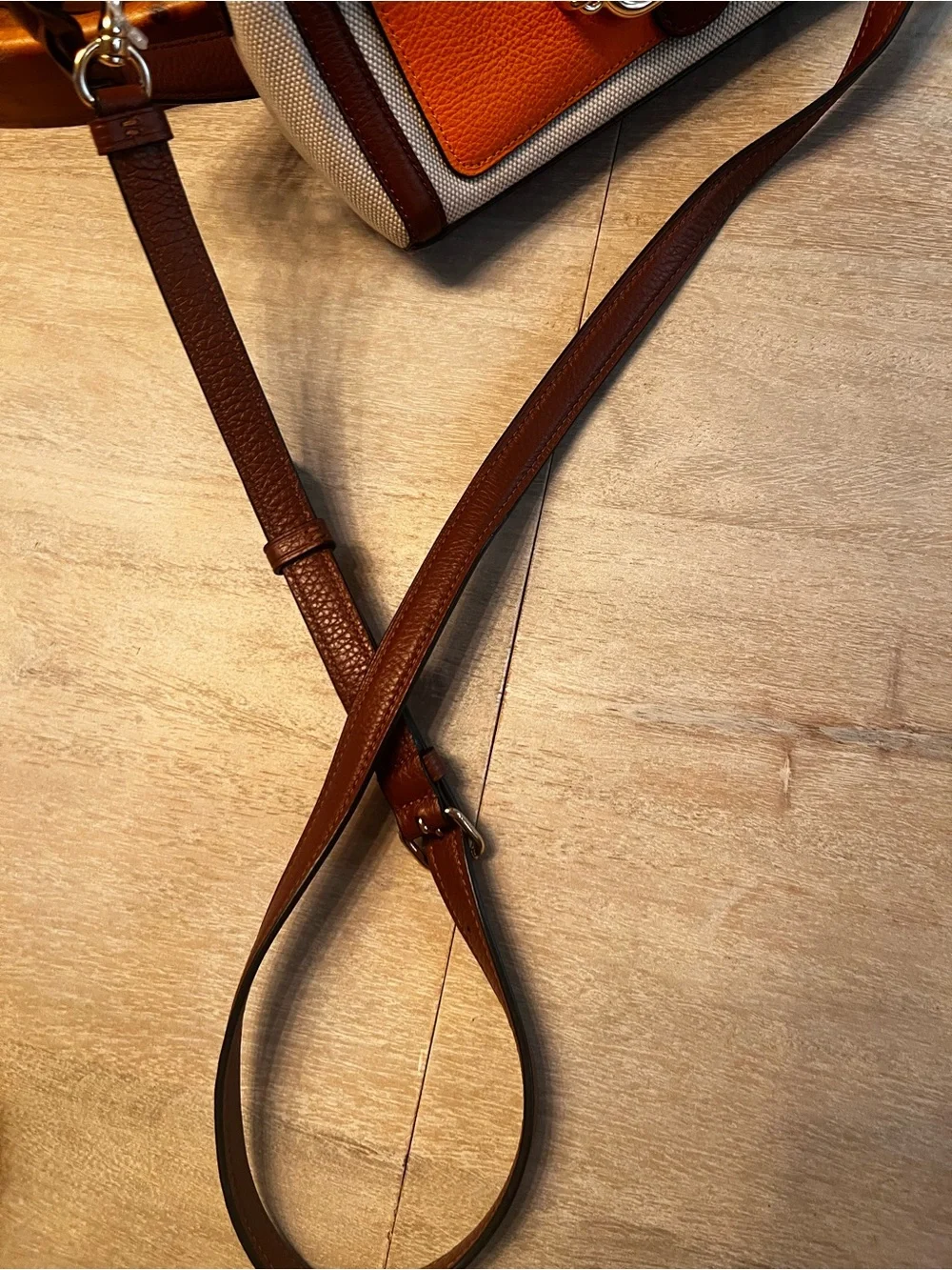 Coach Canvas & Leather Crossbody in Orange, Brown and Cream